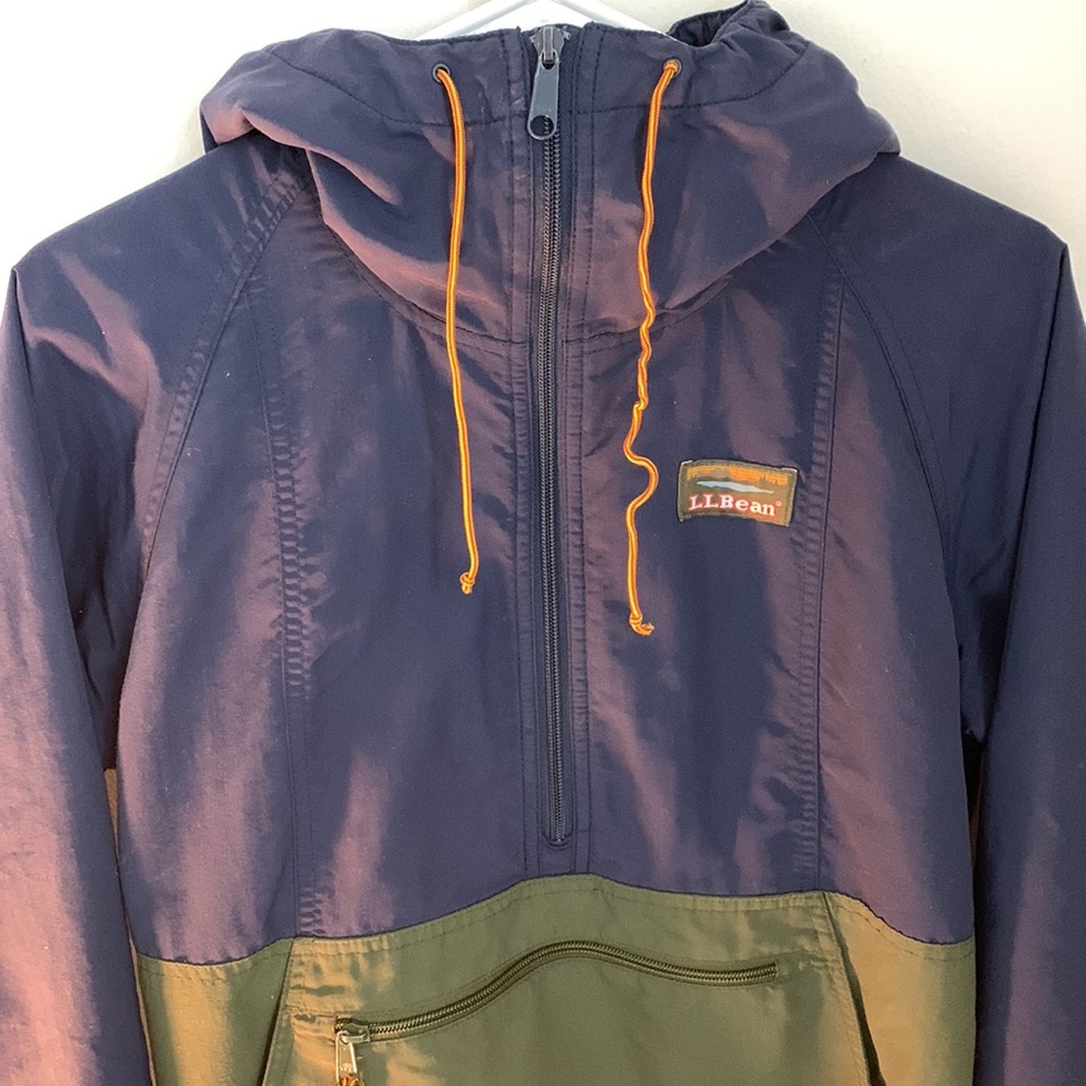 Llbean XS womens half zip jacket Color block navy/army green EUC